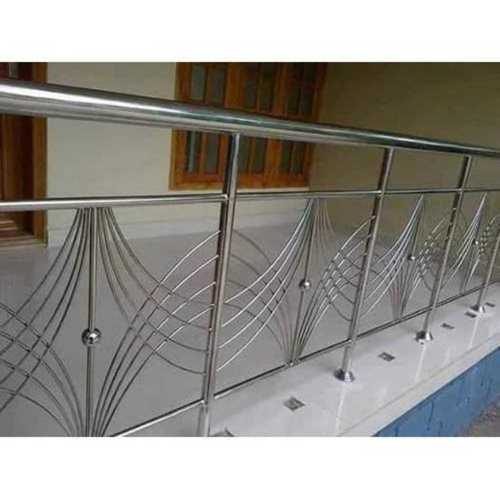 Homes And Commercial Use Polished Stainless Steel Silver Railing For Stairs