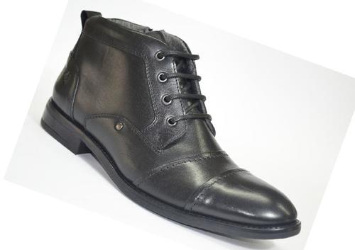  लेस क्लोज़र टाइप लो हील ब्लैक कलर राउंड टो मेन्स बूट्स काले रंग के सोल के साथ 