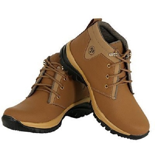 Lace Closure Canvas Shoes - Tan PU Leather Outsole Breathable Round Toe Design Low Heel Style Available in Various Sizes