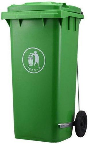 वाणिज्यिक सार्वजनिक स्थान के लिए ढक्कन के साथ प्लास्टिक पोर्टेबल हरा 120 लीटर डबल व्हील वाला डस्टबिन 