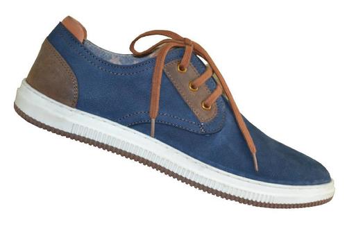 Navy Lace Closure Type Men's Sneakers - New Brown Laces White Sole Round Toe Breathable Design Low Heel Size Available in Various Sizes for All Seasons