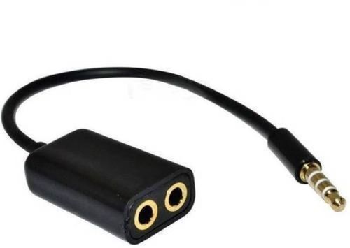 Black 0.2M Length Roq 1X2 Plastic Headphone Splitter With 480 V Used For Mobile And Computer 