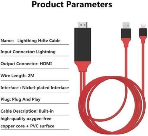 2M Length Round Roq Lightning Mhl To Red Hdtv Cable For Tv With 3D Support Application: Electric Appliance