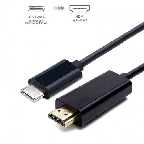 Black Portable ROQ Type C TO HDMI Male 1.8 Mtr Cable For Computer And Mobile