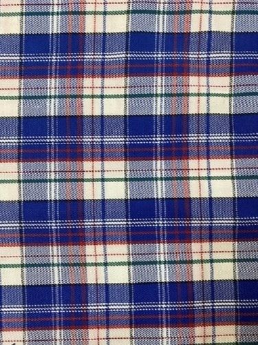 Blue And White 220-240 Gsm Tear Resistance Skin Friendly Impeccable Finish Poly Viscose Check School Uniform Fabric, 58 Inch Width