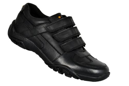 Breathable Lace Closure Anti Skid Black Color Plain Kids School Shoes With Round Shape Toe