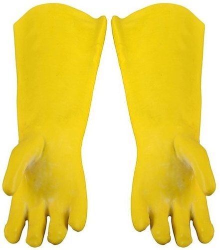 Plain Large Size Yellow Cotton Lining Pvc Safety Full Finger Hand Gloves For Industrial Use