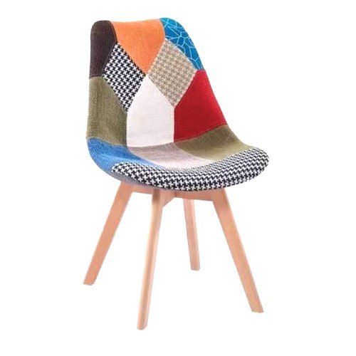 Multicolor Fabric With 4 Wooden Leg Single Seater Star Cafeteria Seating Chair