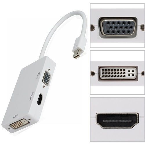 Roq 3 In 1 Thunderbolt Mini Display Port To Hdmi White Vga Adapter Dvi Data Cable Application: Industrial