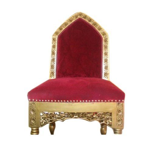 Teak Wood And Velvet Material Made Golden Red Antique Wood Chair