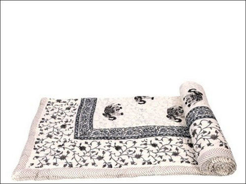 100% Cotton Single And Double Mughal Hand Block Print Reversible Cotton Razai/Quilt Use: Home