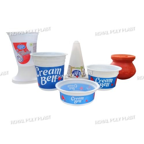 30 To 120 Ml White Printed Pattern Plastic Ice Cream Cups
