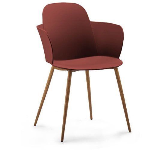 Easy To Clean 4 Wooden Legs With Plastic Made Maroon Modern Furniture Leaf Layer Cum Cafeteria Chair