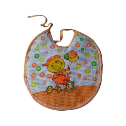 Light In Weight Round Orange Cartoon Printed Chhote Janab Baby Bib