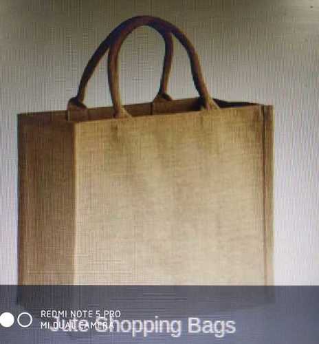 Light Brown Machine Made Modern Biodegradable Jute Bag With Loop Handle