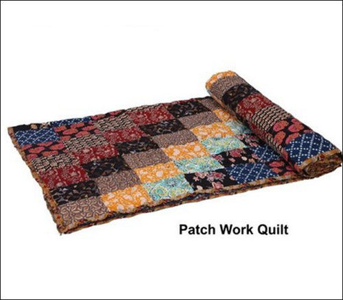 Multicoloured Block Printed Patch Work Quilt/razai For Home, Hotel