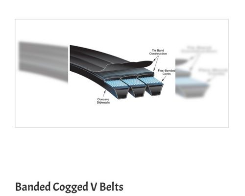 Black Plain Pattern Banded Cogged V Belts With 5 To 10 Mm Thickness