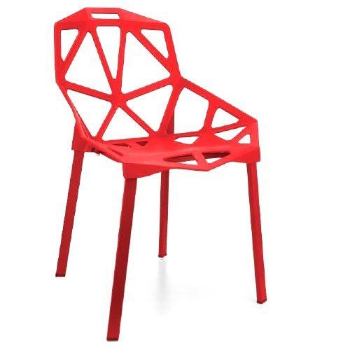 Red And Mild Steel Leg Material Plastic Made Troy Cafeteria Seating Chair