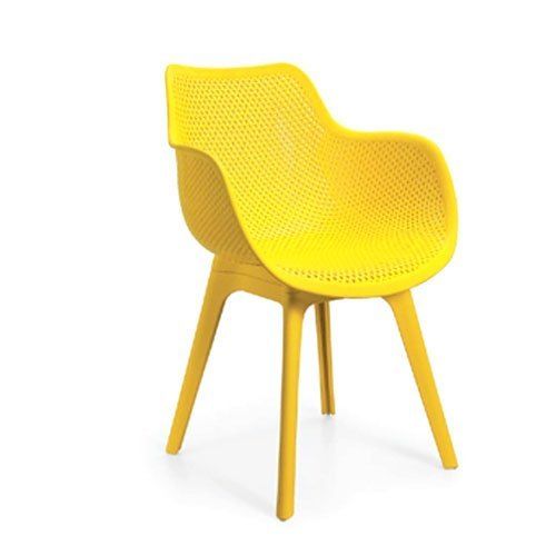 Single Seater 4 Leg Plastic Made Yellow Color Designer Cafeteria Chair