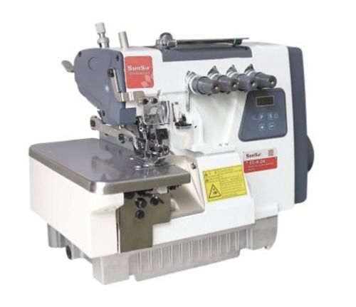 White Used Sunsir Semi Automatic Direct Drive Overlock Machine E14 24 Max Sewing Speed : 3000 To 4000 Spm