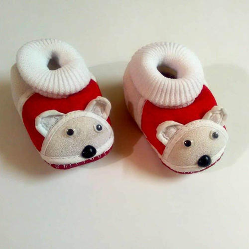 White And Red Choote Janab Sweat Absorbent Partywear Baby Booties