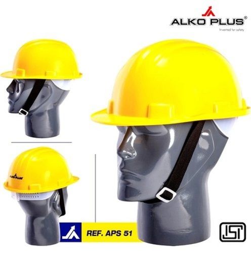 Yellow Isi Mark Adjustable Nape Strap Open Face Head Protection Plastic Safety Helmet Size: Subject To Order Or Availability