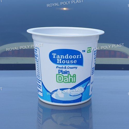 200 Gm Capacity 80 Mm Diameter Round Shape Plastic Printed Disposable Curd Cup