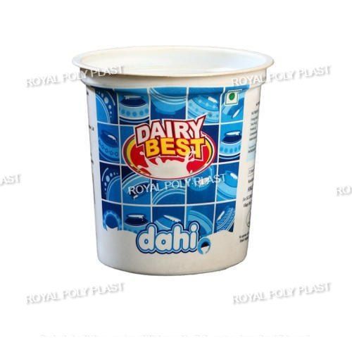 White Shrink Sleeve Pattern 400 Gm Hips Plastic Made Curd Packaging Disposable Cup 