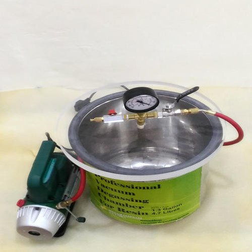 Stainless Steel Vacuum Degassing Chamber - 1.3 Gallon, 20x15 cm, Green & Silver Design | Sturdy Rotary Pump, Hassle-Free Operation, 230V 50Hz