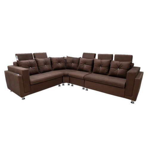 7 Seater Brown L Shape Corner Living Room Wooden Leather Sofa Set