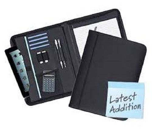 Black Foldable Leather Professional File Folders To Keep A4 Size Documents For Men And Women