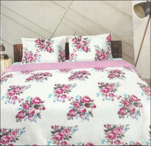 White Cotton Printed Double Bed Sheets For Home Use, Hotel Use