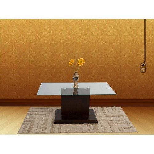 Decorative Flat Glass Top Black Wooden Center Table For Office Home