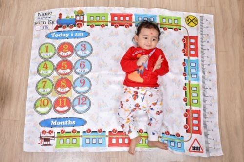 Multi Color Keshav Creation Polyester Baby Milestone Blanket For 0 To 12 Months