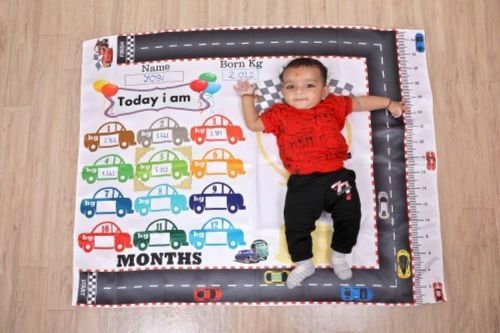 Multi Color Keshav Creation Polyester Baby Monthly Milestone Blanket For 0 To 12 Months