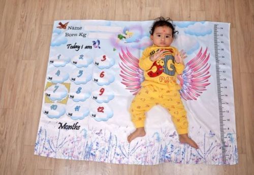 Plain Keshav Creation Polyester Printed Baby Milestone Blanket For 0 To 12 Months