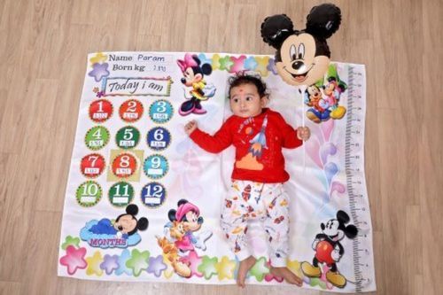 Multi Color Keshav Creation Polyester Printed Baby Photoshoot Blankets For 0 To 12 Months