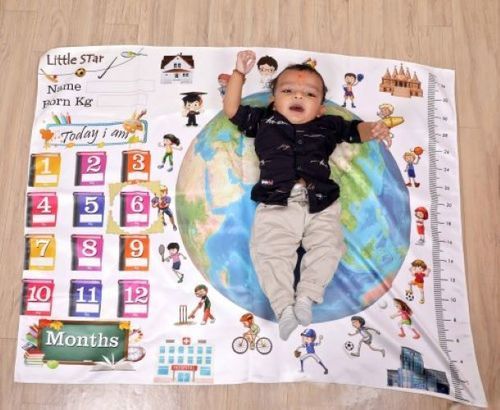 Solid Design Keshav Creation Polyester Baby Monthly Milestone Blanket For 0 To 12 Months