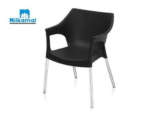 Black Low Back Hotel Restaurant Cafeteria Plastic And Steel Indoor Armrest Chair