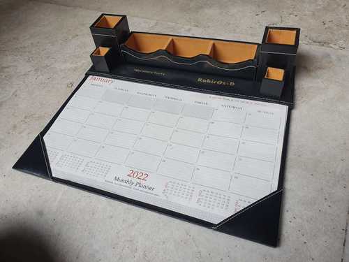 Brown Color English Printed Desk Monthly Planner Wooden Templates