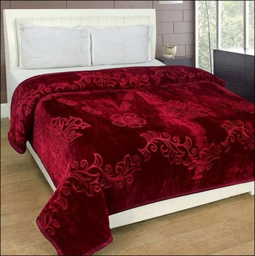 Floral Printed Embossed Microfiber Plain Mink Blanket For Hotel, Home, 90*108 Inch