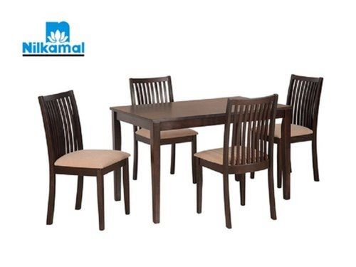 Handmade Brown 4 Seater Wooden PU Foam Cushion Dining Table Set For Home