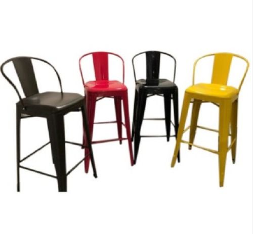 Yellow Long Leg Non Foldable Designer Plastic Cafe Chair