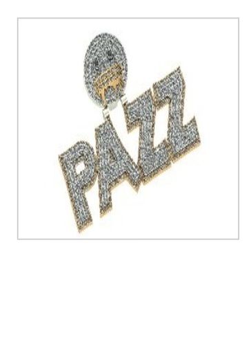 पुरुषों के लिए आकर्षक डिज़ाइन Gemone Diamonds PAZZ साइन हिप हॉप पेंडेंट 14k व्हाइट गोल्ड में