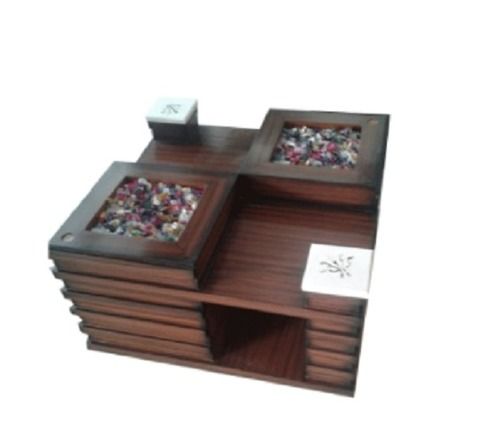 Brown Non Foldable Rectangular Shape Designer Glass Tea Table