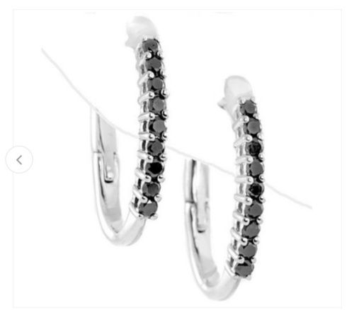 Round Shape And Excellent Finish 0.99 Ct. Black Diamond Hoop Earrings In 14k White Gold