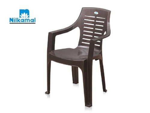 Nilkamal Weather Brown Perforated Medium Back Plastic Indoor Armrest Chair For Home