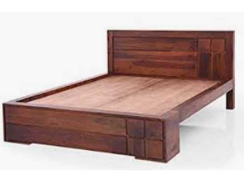 Accurate Dimension Modern Style Brown Plain Wooden Double Bed 