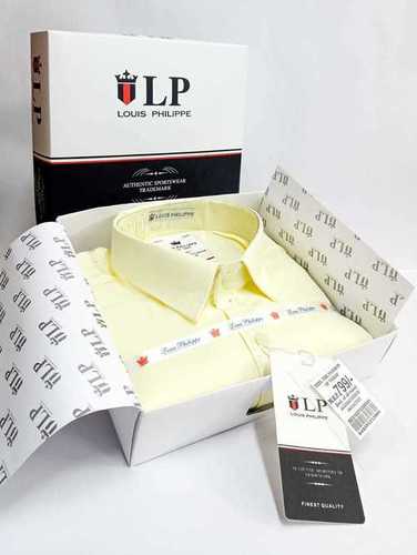 Lemon Color Washable And Comfortable Formal Cotton Shirts For Mens M L XL Size - Cotton Blend Full Sleeves Breathable Quick Dry Classic Fit Hard Collar Plain Dyed