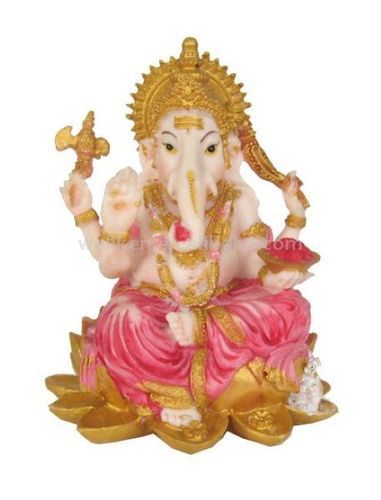 Resin Antique Hindu God Ganesh Statue - Customized Size, Multicolor Finish | Engraved Design, Easy To Clean, Durable